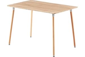 H.J WeDoo Mesa de Comedor Rectangular, Estilo Escandinavo, Patas de Haya, Mesa de Cocina para 4-6 sillas, Color Roble, 110 x 70 x 74 cm
