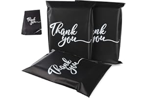 HOMEWIT 60pcs Plastic Mailing Postal Bag 12 x 16 Inch (300 x 400mm), Retail Bags Premium Texture with “Thank You” - Self Seal Postage Bags Packaging Sacks Envelopes Mailers - Black