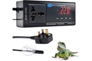 Reptile Terrarium Thermostat Controller, NEKOSUKI Upgrade Digital LED Temperature Controller Outlet Thermostat with Suction Cup for Aquarium Reptile, 1100W, 220V