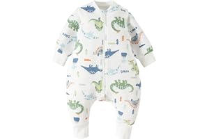 Duomiaomiao Sacco nanna per bambini, 1,5 Tog, con maniche rimovibili, sacco nanna con piedini per tutte le stagioni, coperta indossabile per bambini da 24 a 36 mesi