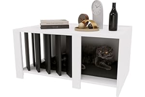 CraftPAK Hundehütte Indoor aus Holzwerkstoff – Hundehaus/Katzenhaus/Hundehütte für daheim im Möbelstil | großräumige Hundehöhle |Dog House Indoor Haustierhaus H45 x L92 x B58 cm - Weiß