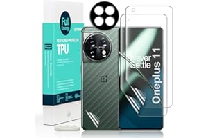 IBYWIND Protector de pantalla para Oneplus 11 5G (6.7"),con 2 piezas de película de TPU flexible,1 pieza de protector de lente de cámara,1 pieza de película de fibra de carbono trasera