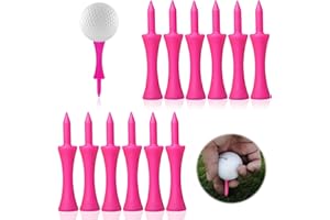 FAVSON Golf Tees Plastic, Pack of 40 57MM Long Castle Golf Tees, Pink Unbreakable Reusable Golf Tees for Practice