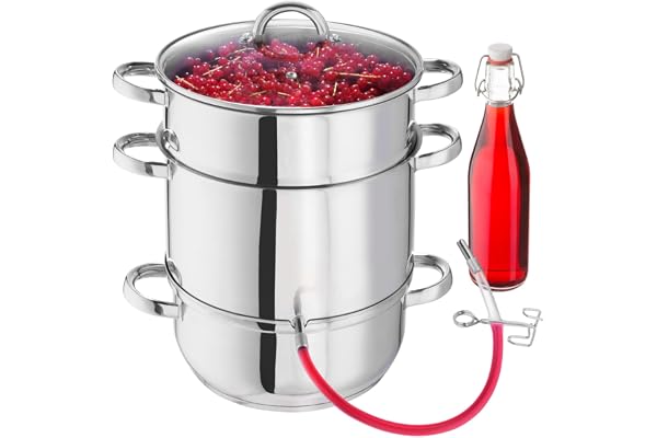 tectake® Extracteur de jus 15L en Acier inoxydable Multi-fonction Centrifugeuse Fruits et legumes Cuiseur-vapeur Presse fruits, tout feux dont induction, lavable au Lave-vaisselle