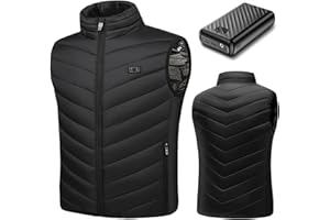 qoqidun Heated Gilet for Men Womens - Heated Vest with 7.4V 27000mAh Power Bank, 17 Carbon Fibre Heating Pads and 3 Heat Settings, Heated Body Warmer Vest with Battery Pack for UK Winter