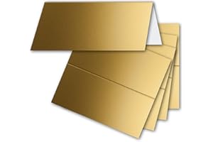FarbenFroh by GUSTAV NEUSER 50x Tischkarten in Gold (Metallic) - 4,5 x 10 cm - blanko - Doppel-Karten - als Platzkarten und Namenskarten für Hochzeit und Feste