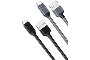 MAS CARNEY Cavo USB Type-C, Cavo USB C 2,4A Ricarica Rapida, Cavo Dati in Nylon, Compatibile con iPhone 15/16 Samsung Xiaomi Huawei Pixel OnePlus Realme, Ecc.[2 pezzi 0,9 m/1,8 m] Nero/Grigio