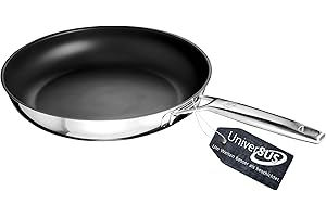 Schulte-Ufer Bratpfanne ASTRAL mit UniverSUS-Oberflächenstruktur, ohne PFAS/PTFE, 64456-28, Edelstahl, 28 cm