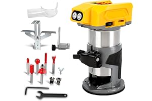 800 W trådlös träfräs för Dewalt 18 V/20 V batteri, aluminiumbas, 30 000 RPM borstlös fräs med 5 variabla hastigheter, handfr