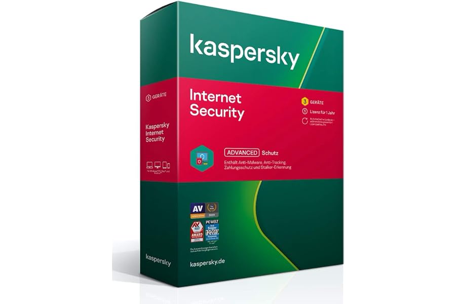 Kaspersky Internet Security 2022 | 3 Geräte | 1 Jahr | Windows/Mac/Android | Aktivierungscode in Standardverpackung