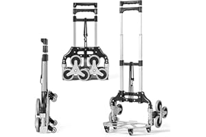 COSTWAY Carrello Pieghevole Per Scale Portapacchi Manuale per Gradini Carrello Per Scale 10 Ruote Montascale, in Lega di Alluminio