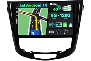 BXLIYER | Built-in 4G LTE DAB | 6G+128G | Android 14 Autoradio Para Nissan X-Trail Qashqai J11 Rouge(2014-2018) - CarPlay/Android Auto - Cámara + MIC - QLED 10.1 Pulgada 2 DIN - Volante Dual Band WIFI