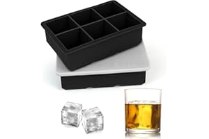 EISARO Eiswürfelform Silikon Groß - 2 Stück 12-Fach 5cm XXL Eiswürfel Form - Eiswürfelbehälter mit Deckel BPA-Freie für Cocktails Whisky Wein Obst Fruchtpürees Eiscreme Eistee (Schwarz)