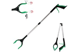 1ABOVE 84cm Long Foldable Litter Pickers Grabber Stick, Helping Hand Grabber for Disabled, Elderly and Adults Heavy Duty Pick up Stick Grabber-Green