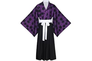 LIKUNGOU Kokushibo - Disfraz de anime demonio Tsugikuni Michikatsu kimono conjunto completo para Halloween, accesorios para adultos, hombres y fanáticos