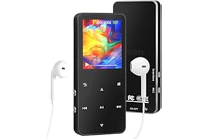 SKIBILES Lettore MP3 con Bluetooth 5.2, MP3 Lettore Musicale Portatile Altoparlante HD Integrato Schermo da 1,8 Pollici, con Pulsanti Touch, Video, Registrazione Vocale, Radio FM, Lettore di E-book