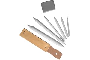 LEEQBCR LEEQ Drawing Accessory Set Blending Stumps & Tortillions Pencil Sandpaper Pointer with Kneaded Eraser Kneading Eraser 8 Pieces