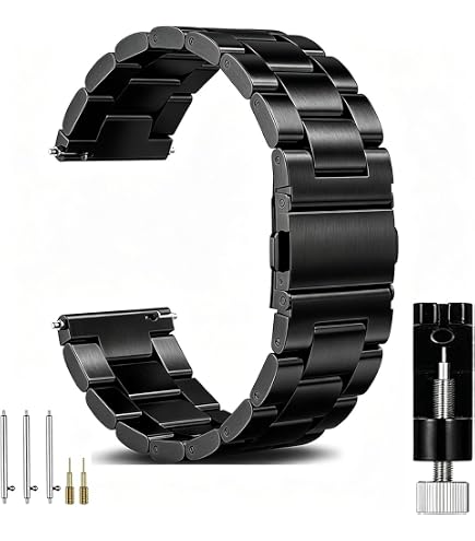 SUNDAREE 22MM Armband Kompatibel mit Samsung Gear S3 Frontier SM-R760/Galaxy Watch 3/Garmin Venu 4 45MM/AMAZFIT GTR 4/Ticwatch Pro 3 Ultra LTE,Herren Schwarz Edelstahl Metall Ersatz Uhrenarmband Strap Elektronik & Foto