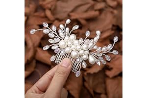 Vakkery Bride Wedding Hair Comb Silver Pearl Hair Pieces Elegant Bridal Hair Accessories for Women and Girls