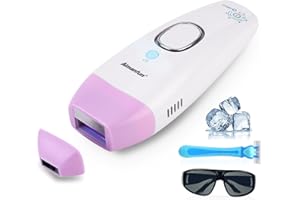 Aimanfun IPL Hair Removal Device Ice Cooling Function 5 Energy Levels 10.5J Max with 1 Smaller Attachments, Glasses and Shaver Hair Removal Machine for Face/Intimate/Leg at Home