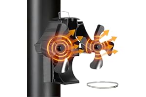 HAWCAFU Kaminventilator Magnetisch 3-in-1, Ofenventilator Kamin Ventilator Ohne Strom, Kaminlüfter für Holz/Brennholz/Feuerstelle/Ofenrohr, Stove Fan for Fireplace, mit Ersatzteil Ring