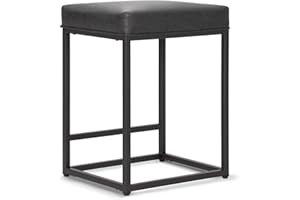 ‎ALPHA HOME ALPHA HOME Barhocker mit Fußstütze Barstuhl ohne Lehne Schwarz Barhocker Pu-Leder Sitzhöhe 61cm Barstühle Rückenfreier Sitzhocker mit dickem Kissen und robustem verchromtem Metallgestell, 1PC