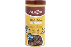 AquaCare Tropical Fish Food Flakes Complete and Varied Food for All Tropical Fish (90g)