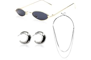 LaVenty 90s Accessories Earrings Necklace Vintage 70s Costumes 90s Outfit Men Women Vintage Sunglasses Club Music Festival Outfit