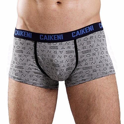 CAIKENI Men's Underwear Low-Rise Comfort Boxer Briefs with Fashion Letter Print