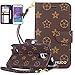 Price comparison product image Galaxy Note 4 Case, GX-LV Flower Pattern Wrist Strap Leather Wallet Case Cover with Card Slots for Samsung Galaxy Note 4,GX-LV Retail Packaging,Brown