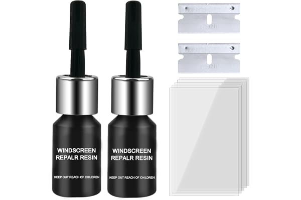Kit Reparation Pare Brise,Outil Réparation Pare-Brise,Kit Réparation Verre Fissures,Liquide Réparation Verre,Reparation Verre pour Fissures,Yeux Taureau,Fissures en Forme D'étoile(2PCS)
