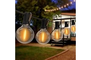 LUCKFEN Guirlande Lumineuse Extérieure 17m/55FT Guirlande Guinguette LED G40 Ampoules 25+2 Rechange,IP44 Imperméable Decoration Extérieur et Intérieur pour Jardin,Fête,Soirée,Terrasse,Noël,Fête Déco-Tandem