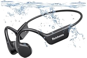 Relxhome Casque Conduction Osseuse, Écouteur Natation À Bluetooth 5.3, mémoire 32 Go intégrée, Lecteur MP3 Étanche IPX8,Casque Sport pour la Natation, Parfait pour Course, Natation