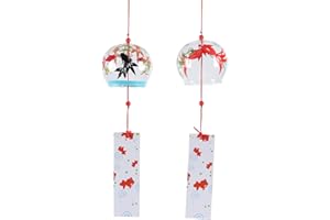 Falytemow Japanese Wind Little Goldfish windbell Pendentif Japonais en Verre Fait à la Main pour Cadeau d'anniversaire, décoration intérieure ou extérieure 2 pièces