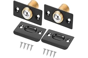Litensh 4 piezas de accesorios ajustables para puerta de armario, rodamientos de bolas invisibles, pestillo de puerta de resorte para puertas interiores, color negro