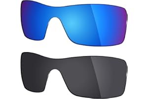 Mryok polarisierte Ersatzgläser für Oakley Batwolf Sonnenbrillen, 2 Paar, Stealth Black & Ice Blue, Einheitsgröße