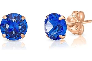 DTPsilver® Kolczyki damskie srebro wysokiej próby 925 pozłacane różowym złotem z kryształem Swarovskiego 6 mm - małe kolczyki różowe złoto - złote kolczyki - wybór kolorów, Kryształ Srebro