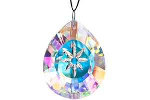 H&D HYALINE & DORA Crystal Rainbow Suncatcher for Window,Hanging Tear Drop Pendant Glass Chandelier Lamp Prisms 76mm