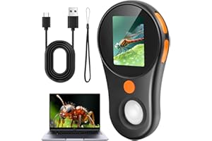 Microscopio Digital Portátil Huifoo, 500X, Pantalla IPS de 2.0 Pulgadas, 8 LED, Grabación de Vídeo, Negro, Plástico