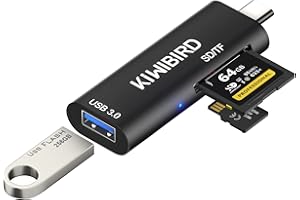 KiWiBiRD USB C Lecteur de Carte SD Micro SD, Adaptateur Carte SDHC SDXC Type C Compatible avec MacBook Air Pro, iPad Pro 2020/2018, Dell XPS, Galaxy S21/Note 20/Tab S7, Huawei, Xiaomi, Chromebook