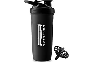FSA NUTRITION Shaker per proteine in acciaio inox - capienza di 900 ml - Espandibile fino a 700 ml - a tenuta stagna - privo di BPA - Nero