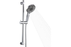 OFFO Shower Slide Bar with 6 Modes Shower Head Set, 1.5m Stainless Steel Hose,Adjustable 60cm Riser Rail and High Pressure Handheld Showerhead,Chrome