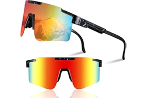 SUNWUUN 1xFahrradbrille,Fahrrad Sonnenbrille Herren mit Verstellbarem Bügel,Sportbrille Rennrad Brille Schnelle Brille Herren Damen,Polarisierte UV400 Schutzbrille Radsportbrille zum Laufen Glof Ski im Freien