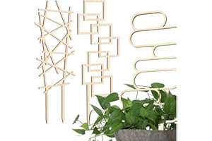 Decorify Treillis Plantes Grimpantes 3 Pièces - Treillis en Bois Plante Grimpante Interieur - Décoratif Petits Treillis pour Fleurs en Pot - 40,5/44/40,5 cm - Frame/Zigzag/Levels - Naturel