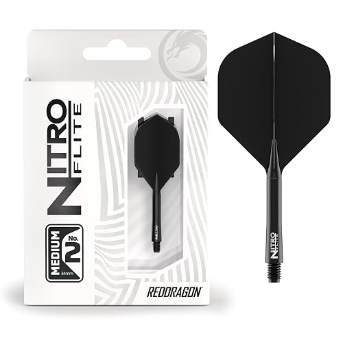 RED DRAGON Darts – Nitro Flite Integrated Flight & Shaft System – No.2 Shape and Design - Available in Short, Intermediate & Medium - Available in Variety of Colours - Professional Darts Accessories