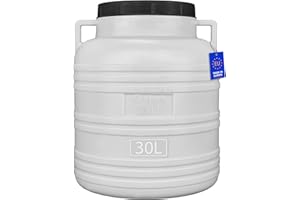 FIXKRAFT Wide Neck Barrel Food-Safe 30 L Feeding Bin Dog Fermentation Container Food Barrel with Lid Mash Barrel Screw Lid 30 Litre Camping Canister Fermentation Barrel (White)