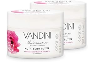 VANDINI Nutri Crème hydratante corps femme à la fleur de pivoine et à l'huile d'argan - creme corps hydratante peaux sèches - creme hydratante corps femme - Végan (2x 200 ml)