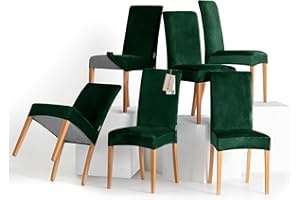 RESTILO Stuhlhussen 6er Set Stretch Stuhlhussen Abnehmbare Waschbare Stuhlbezüge Esszimmerstühle Elastischer Stuhl Überzug für Esszimmer Küche Restaurant Hotel Bankett Hochzeit, Sento Flaschengrün