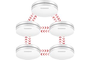 CPVAN Funk Rauchmelder Vernetzt 10 Jahre Batterie- Kein Batteriewechsel Erforderlich | Ohne Bohren, Geprüft Feuermelder, Entspricht der Europäischen Norm EN14604 Feuermelder, 5er Set