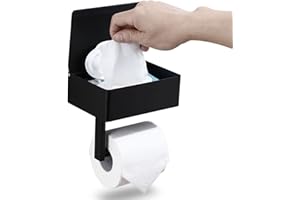 ‎DAY MOON DESIGNS Day Moon Designs Toilettenpapierhalter Schwarz Matt, Feuchtes Toilettenpapier Box - Toilettenpapierhalter Mit Feuchttücherbox, Toilettenpapierhalter Mit Ablage - Klopapierhalter Schwarz